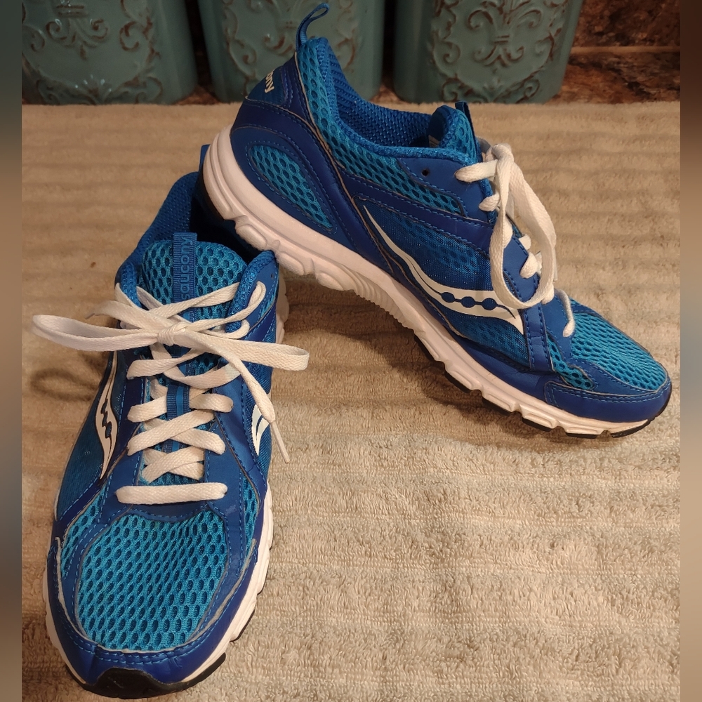 Saucony Grid Fiya Blue White Lightweight Running Shoes Women's Size 8.5 15147-4